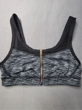 lululemon athletica Heathered Black & Gray Front-Zip Sports Bra